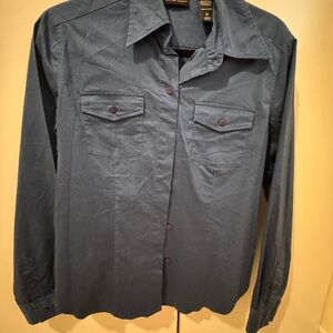 New York & Company Navy Stretch Shirt
